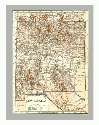 Kaart van New Mexico, ca. 1900 door Emery Walker