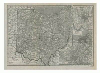 Kaart van Ohio, VS, ca. 1910s door Emery Walker