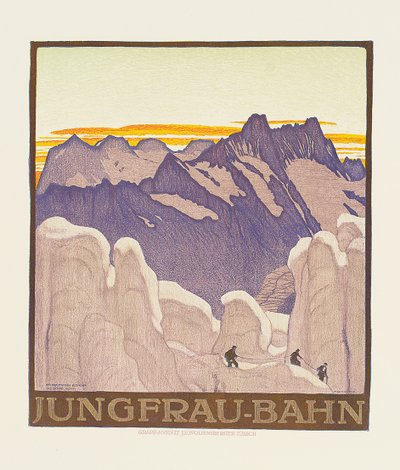 Jungfrau-Bahn, Poster ter Reclame voor de Jungfrau Bergspoorweg door Emil Cardinaux