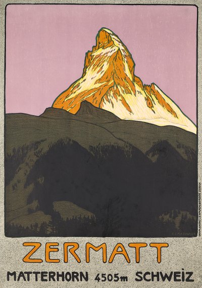 Poster die Zermatt, Zwitserland adverteert door Emil Cardinaux