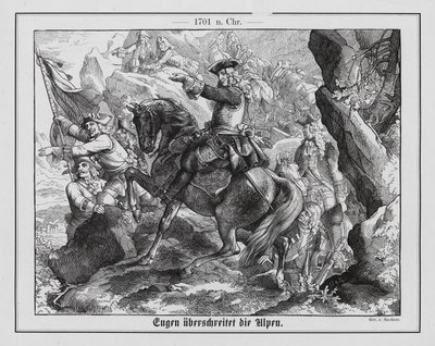 Prins Eugene van Savoye en het Oostenrijkse leger steken de Alpen over door Emil Eugen Sachsse