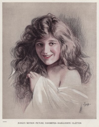 Marguerite Clayton, Amerikaanse stomme filmactrice (kleur litho) door Emil Flohri