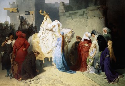 Merlijn presenteert de toekomstige koning Arthur, 1873 door Emil Johann Lauffer