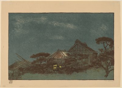 Avond in Fukagawa door Emil Orlik