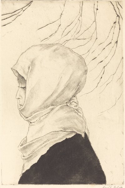 Japanse Vrouw in Winterkleding door Emil Orlik