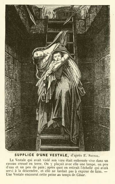 Executie van een Vestaalse Maagd voor het breken van haar kuisheidsgelofte, oud Rome door Emile (after) Signol