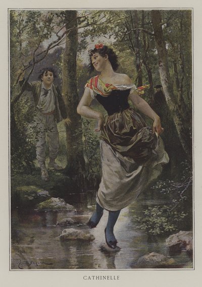 Cathinelle (kleur litho) door Emile Antoine (after) Bayard