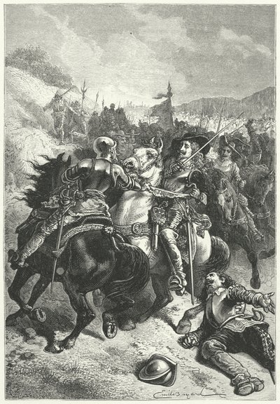 Koning Karel I bij de Slag bij Naseby door Emile Antoine (after) Bayard
