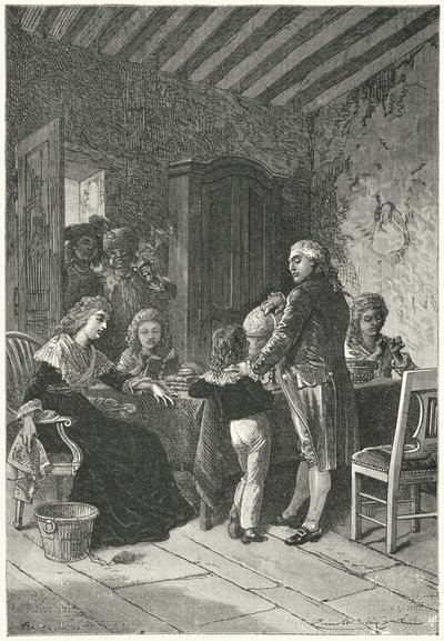 Lodewijk XVI en zijn familie gevangen in de Tempel door Emile Antoine (after) Bayard