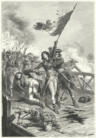 Napoleon Bonaparte op de Brug bij Arcole door Emile Antoine (after) Bayard