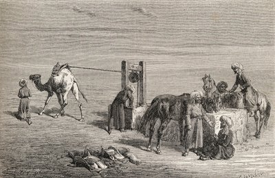 Een put in de woestijn tussen Samarkand en Karshi, Oezbekistan, illustratie uit 