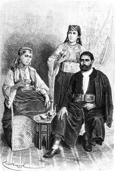 Joodse man en vrouw uit Tanger, 1878 door Emile Antoine Bayard