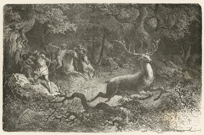 De jacht in de bronstijd door Emile Antoine Bayard