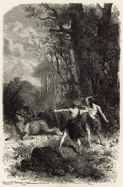 De jacht in de tijd van het rendier door Emile Antoine Bayard