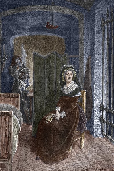 Marie Antoinette opgesloten in de gevangenis van de Conciergerie in Parijs door Emile Antoine Bayard