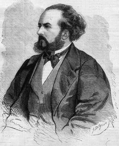 Portret van Gustave Hippolyte (Gustave-Hippolyte) Roger (1815-1879), Franse tenor - tekening door Emile Bayard door Emile Antoine Bayard