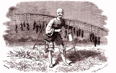 Ratdoder in China. 1874 (gravure) door Emile Antoine Bayard