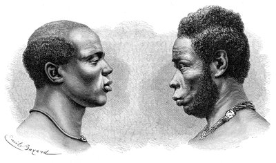Twee mannen uit Frans-Guinea, ca. 1850-1890 door Emile Antoine Bayard