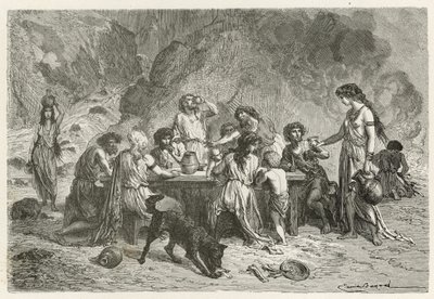 Een maaltijd in de Bronstijd door Emile Antoine Bayard