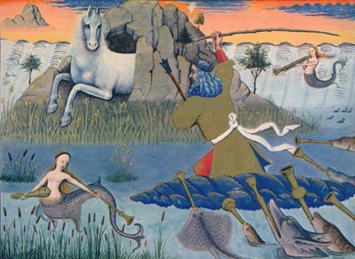 Liefdesspel van schaken - Neptunus slaat een rots door Emile Aurele van Moe
