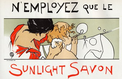 Kind in zijn bad, Sunlight zeep advertentie, eind 19e eeuw door Émile Berchmans