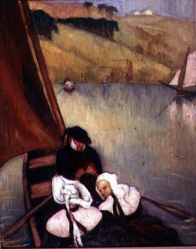 Bretonse vrouwen in een veerboot, ca. 1900 door Emile Bernard