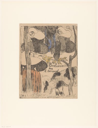 Drie Bretonse vrouwen en koeien door Emile Bernard