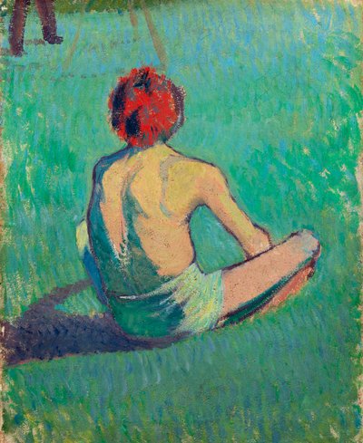 Jongen zittend in het gras door Emile Bernard