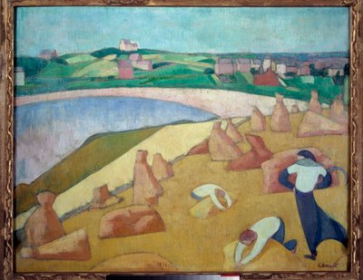Oogst aan zee, Saint Briac sur mer in 1891 door Emile Bernard