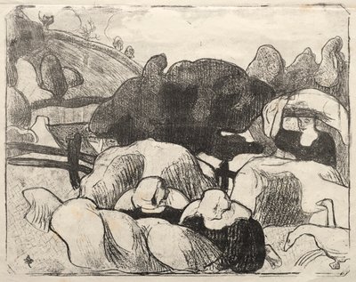 Les Bretonneries: Bretonse Vrouwen die Hooibergen Maken (Bretonnes Faisant les Foins) door Emile Bernard