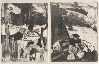 Les Bretonneries: Titelpagina (Page de Titre) en De Terugkeer van de Bedevaart (Le Retour du Pardon) door Emile Bernard