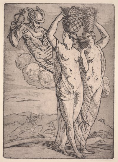 Mercurius en Twee Vrouwen door Emile Bernard