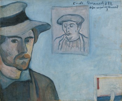 Zelfportret met portret van Gauguin, 1888 door Emile Bernard