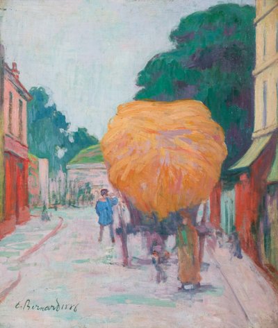De poort van Asnieres: de hooiwagen door Emile Bernard