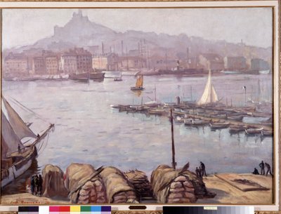 De oude haven van Marseille en Notre Dame de la Garde door Emile Bernard