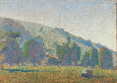 Twee Bretonse vrouwen in een weide door Emile Bernard