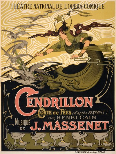 Poster voor de opera Cendrillon van Jules Massenet door Émile Bertrand