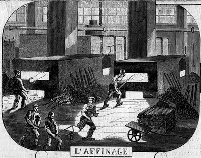 Forges de la Franche Comté: raffinage met puddlerovens. Fabriek van Fraisans, Jura (39) door Emile Bourdelin