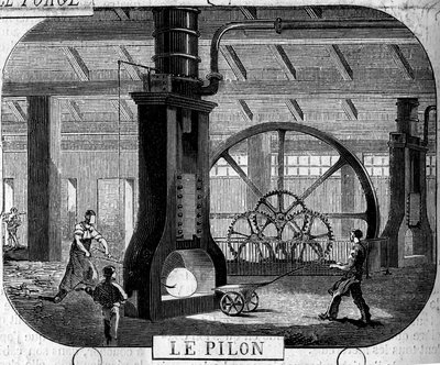 Forges de la Franche Comté: de stamper. Fabriek van Fraisans, Jura (39) door Emile Bourdelin