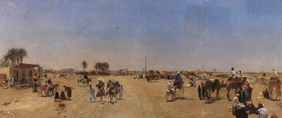 De Qasr al-Nil Brug in Caïro door Emile Charles Wauters