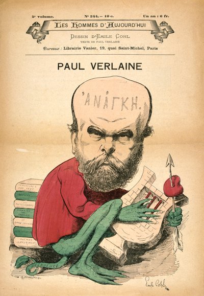 Paul Verlaine als Decadentie, c. 1880s door Emile Cohl