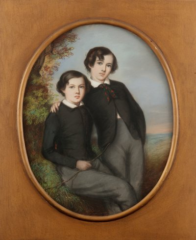 Portret van J. McNeill Whistler en Zijn Broer William (Dr. William Whistler) door Emile Francois Dessain