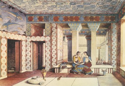 Artistieke impressie van het Paleis van Knossos, Kreta door Emile Gilliéron