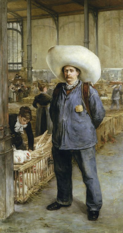 Portier op de markt van Les Halles door Emile Henri Blanchon