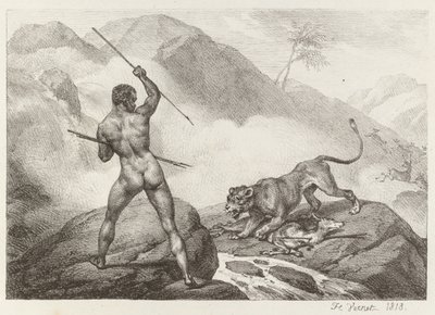 Afrikaanse jager door Emile Jean Horace Vernet