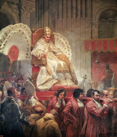 Paus Pius VIII (1761-1830) in de Sint-Pietersbasiliek op de Sedia Gestatoria, 1829 door Emile Jean Horace Vernet