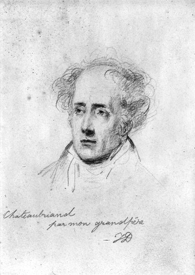 Portret van Francois Rene (1768-1848) Vicomte de Chateaubriand, c.1829 door Emile Jean Horace Vernet