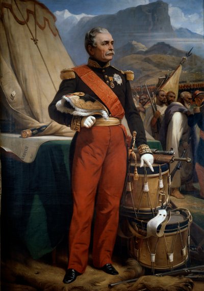 Portret van Maarschalk Jacques Louis Cesar Alexandre Randon (1795-1871) tijdens de Algerije Expeditie campagne van Kabilie in 1857. Schilderij door Horace Vernet (1789-1863) door Emile Jean Horace Vernet