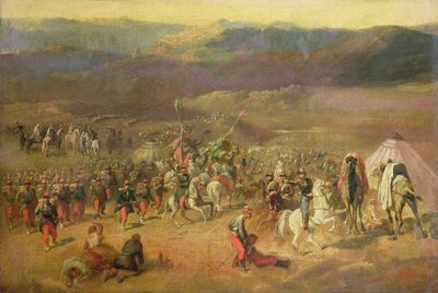 De Gevangenneming van het Gevolg van Abd-el-Kader (1808-83) of, De Slag bij Isly op 14 augustus 1844, 1844-63 door Emile Jean Horace Vernet
