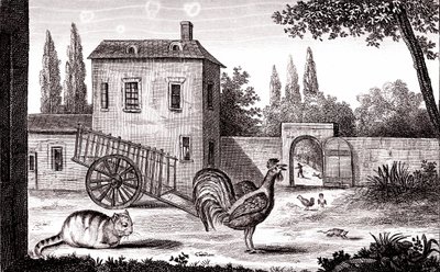 De haan, de kat en de muis, fabel van La Fontaine door Emile Joseph Alexandre Gouget